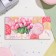 The envelope for the money "Spring! Beauty! Happiness!" Glitter, Congrev, pink tulips, 17x8 cm