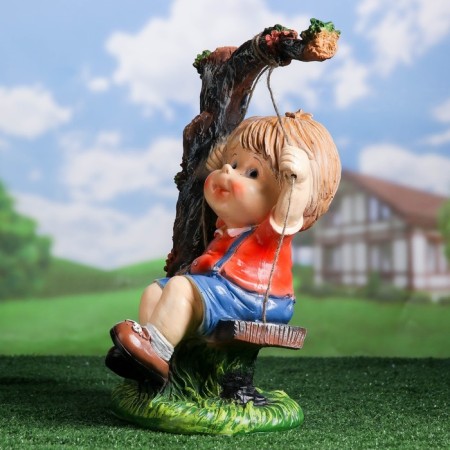 Garden figure "Boy on a swing" 44cm-1
