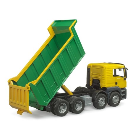 Bruder Mercedes dump truck, green color with yellow-4