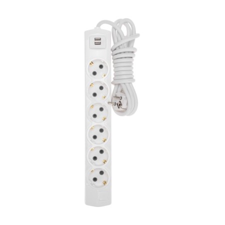 Extension cord Premium 6 nests, 3m, 3x1.5mm², s/h, 2 USB, white rexant-1