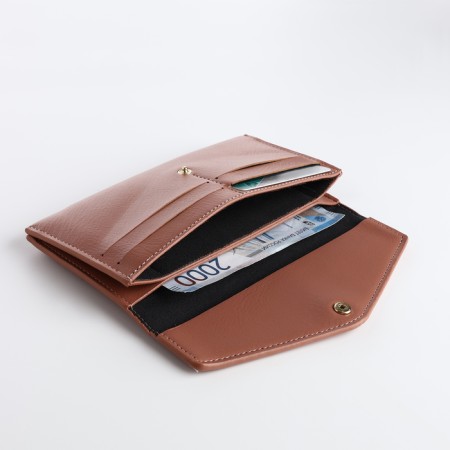 Women's wallet on the button, pink color-3