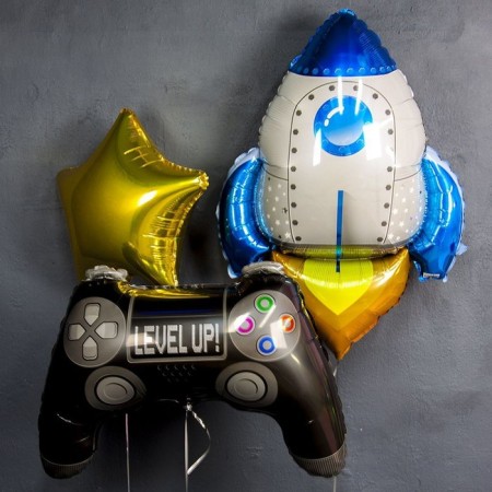 Foil ball 30 "Blue rocket", figure-1