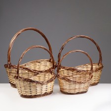 A set of wicker baskets, 4 pcs, 48x35x13/18 - 30x20x8/12 cm, beige -brown, willow