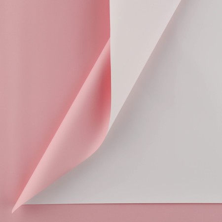 Flower film Packaging powder bilateral “Direct pink + white”, 50 μm, 0.5 x 9 m
