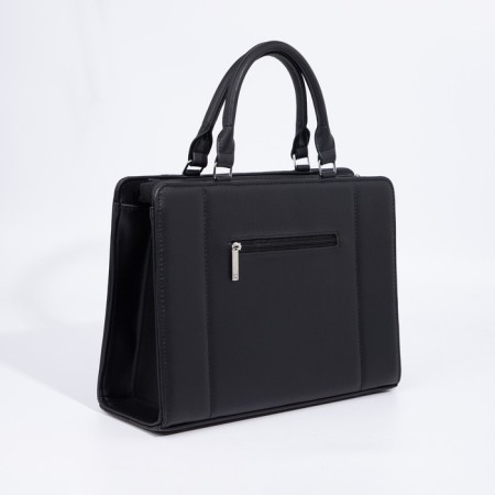 Women's bag El Masta with a zipper, external pocket, long belt, black color-1