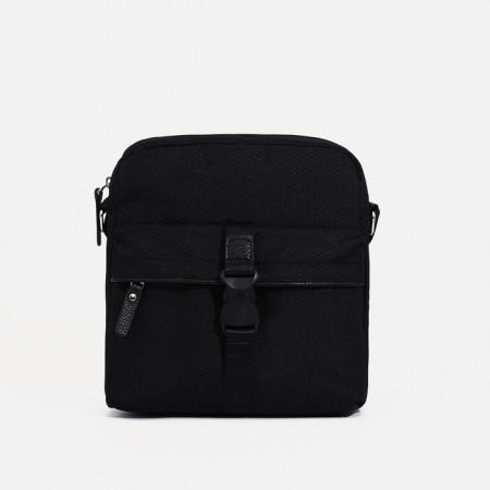 Men's bag over the shoulder, textura, textiles, black color-1