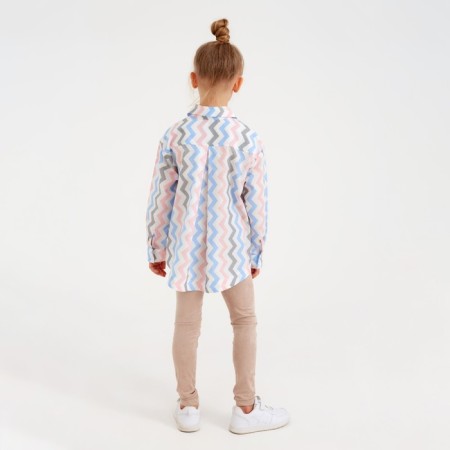 Рубашка для девочки MINAKU: Cotton Collection цвет белый, рост 110-6