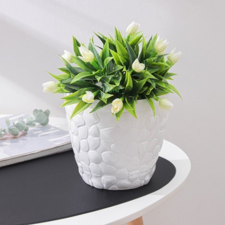 Pot with the pallet "pebbles", 3 l, white color