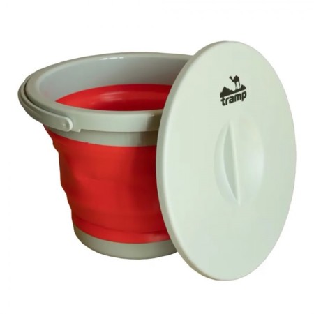 Folding bucket TRAMP TRC-127, silicone, with a lid, orange, 5l-1