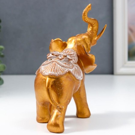 Polystone souvenir "African elephant with a flower on a blanket" under bronze 17x8.5x17 cm-3