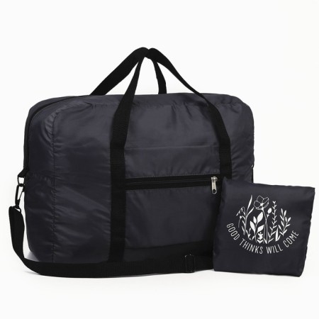 Road bag on a zipper, folding in a cosmetic bag, black color-1