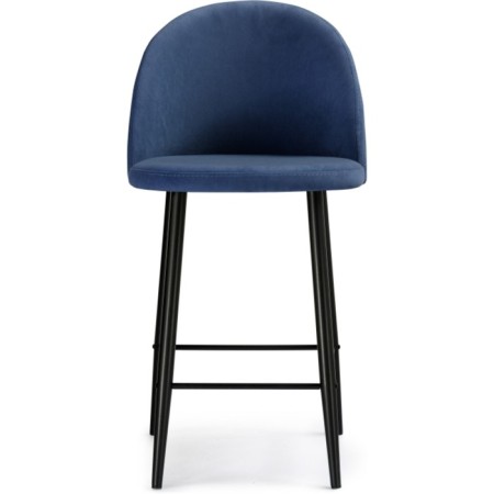Metal amisore stool/velor, black/blue 48x53x95 cm-1
