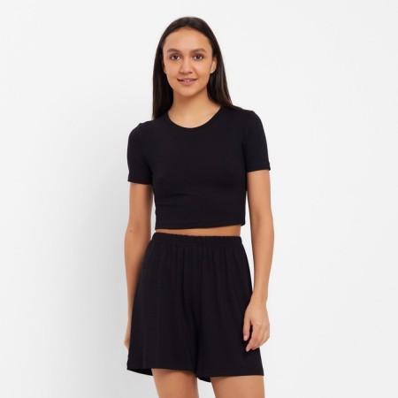 Female set (T -shirt, shorts) minku: Home Collection Black Color, size 48