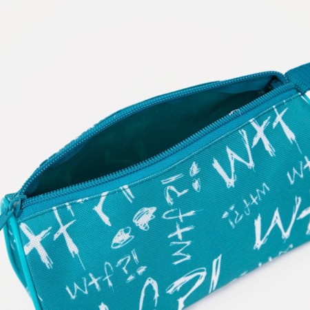 Cosmetic bag with zipper, turquoise color-2
