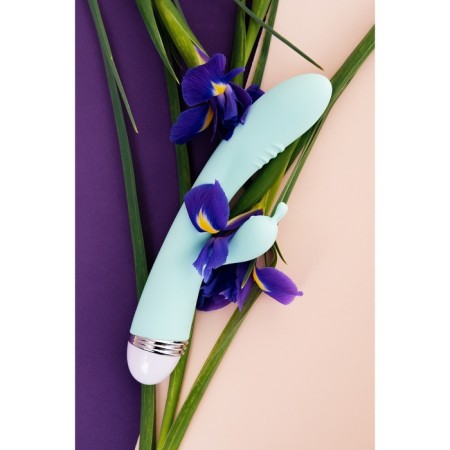 Flovetta by Toyfa Iris vibrator with clitoral stimulator, silicone, 22 cm, blue color-10