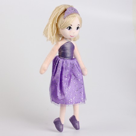 Soft toy "doll" in a purple dress, 35 cm-1