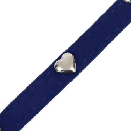 Velvety collar with hearts, 32 x 1 cm, Osh 23-29, textiles and leatherette, blue-6