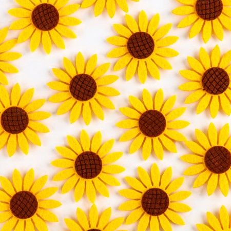 Adhesive -based felt decor, set 20 pcs., Size 1 pc. - 6 × 6 cm., Yellow color