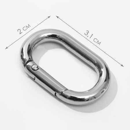 Oval -karabin, 31 × 20 mm / 22 × 12 mm, thickness - 4 mm, 5 pcs, silver color-1