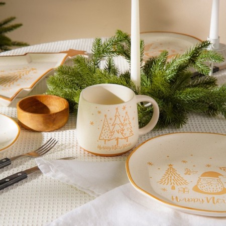 SL Home tea mug “Happy New Year”, 750 ml, 15.5 × 11.5 × 10.5 cm, ceramics, white-5