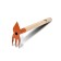 Combined moth, length 34 cm, 3 teeth, wooden handle