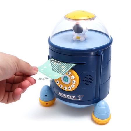 The piggy bank "Rocket", light, sound, sucks bills, blue color-3