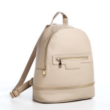 Women's backpack made of artificial leather with lightning, 1 pocket, beige color