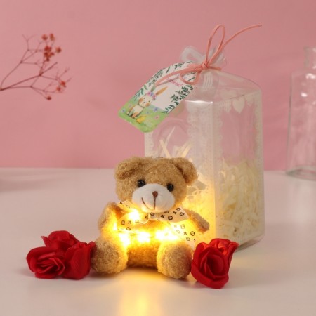 Set gift "Bear Bezh with a bow" soap red roses 5 pcs, dew 7x7x12 cm