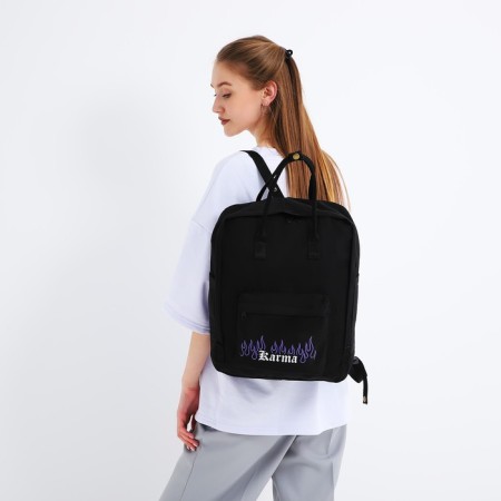 Backpack School Textile Karma, 38x27x13 cm, black color-6