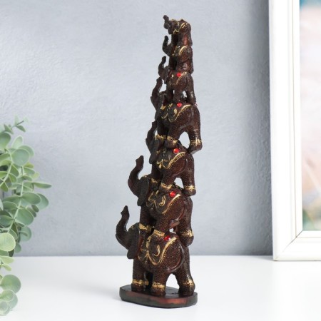 Polystone souvenir "Seven elephants in the pyramid" Brown 5.3x10x29 cm-1