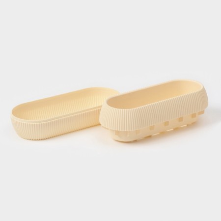 Kashpo for flowers with a pallet Rasfill, 1.3 l, 20.5 × 8.5 × 7 cm, oval, beige-1