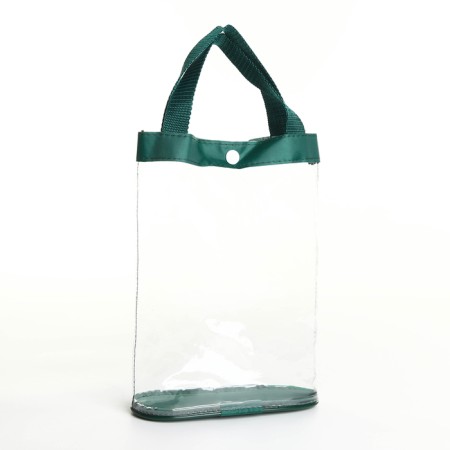 Cosmetic bag on the button, the color is green/transparent-1