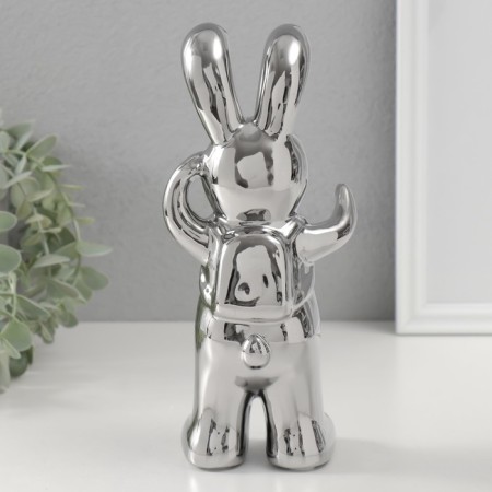 Souvenir Ceramics "Fashionable Bunny" silver 7x9.5x22 cm-2