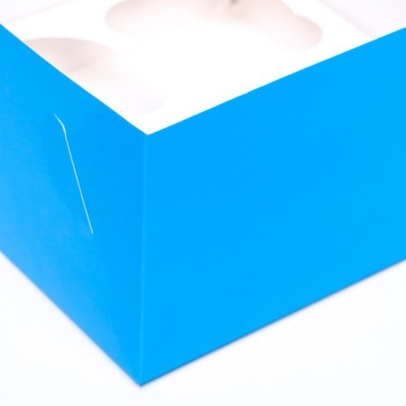 Packaging for 4 cupcake with a window, blue, 16 x 16 x 10 cm-3