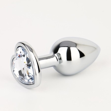 Anal traffic jam, silver, transparent crystal, in the form of a heart, d = 28 mm-1