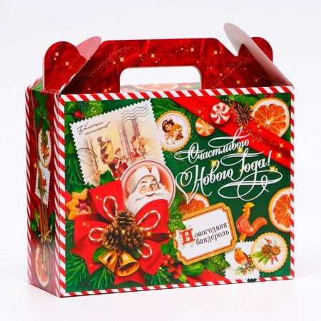 Gift box New Year's emerald vintage 23 x 8.5 x 23 cm-1