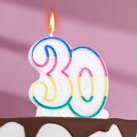 Candle for the cake "Jubilee giant", number "30", tone rim, 7.5 cm