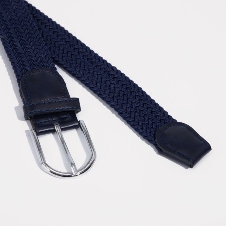 Children's belt, width 3 cm, metal buckle, dark blue color-2