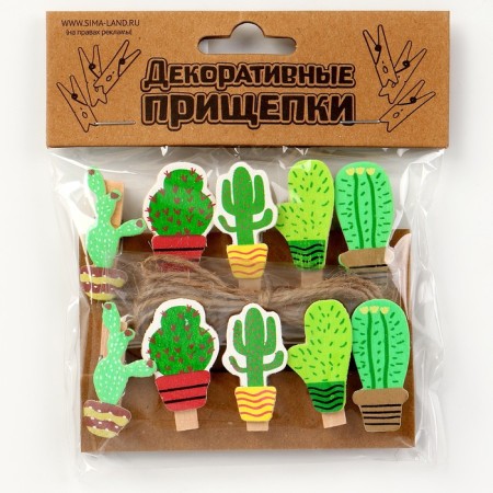 Set of decorative clothespins "Cacti" 1 × 12 × 13 cm-6
