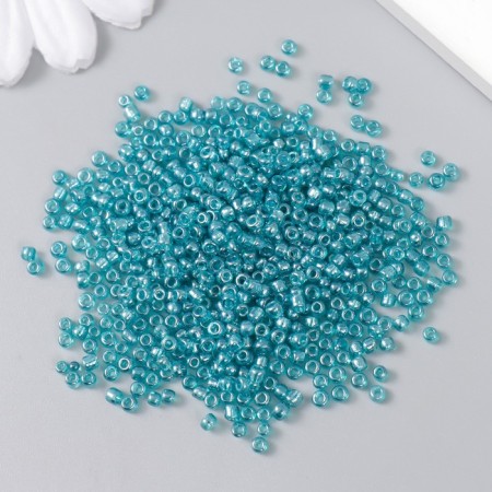 Beads "Astra" 11/0, 20 g (121a turquoise/transparent, glossy)-1