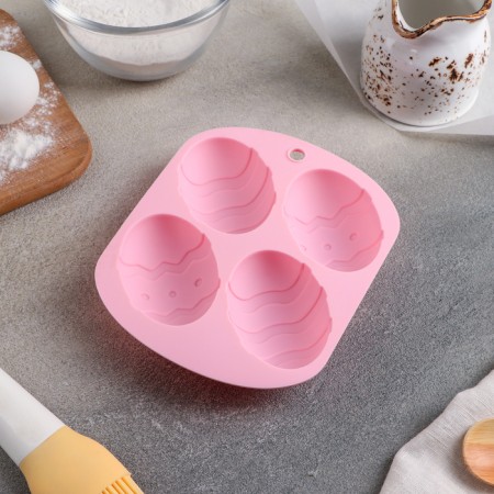 The form for baking the share "Easter. Easter egg ”, 15 × 12.6 × 2.5 cm, 4 cells, color mix-2