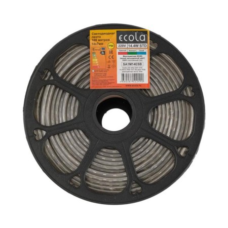 Ecola LED strip 14 × 7 mm, 100 m, IP68, SMD5050, 30 LED/m, 7.2 W/m, 220 V, RGB-3