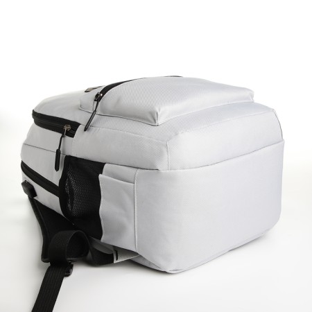 Youth backpack, 2 lightning departments, external pocket, with USB, gray color.-4