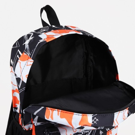 School backpack from textiles on lightning, 3 pockets, orange color/black-5