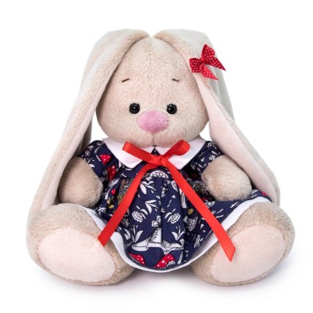Soft toy "Bunny mi in a dress with fly agaric", 15 cm
