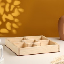Kashpo wooden 5 compartments 25x25x4 cm natural