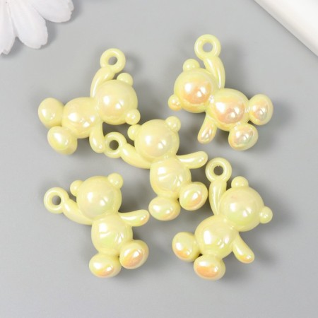 Decor for creativity Plastic "Pension Bear with a loop" Directly yellow 3x1.4x3.1 cm-2