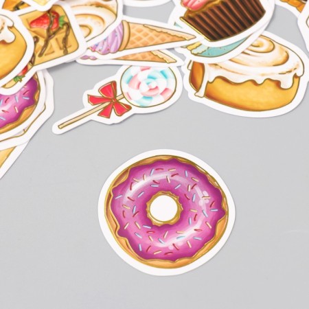 Stickers for creativity "Sweets" embossing gold set 48 pcs 9x7x0.8 cm-3