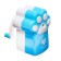 Mechanical sharpener with container, blue foot