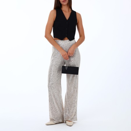 Female bag, valve department, long chain, black color-9